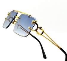 Sunglasses Retro Style Street Wear UV 400 Protection Gold Metal Rimless Brown