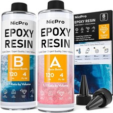 Nicpro 8 Ounce Crystal Clear Epoxy Resin Kit, Food Safe DIY Starter Epoxy Resin
