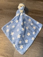 Mothercare Bedtime Bear Comforter Blue with White Stars Soft Toy Plush