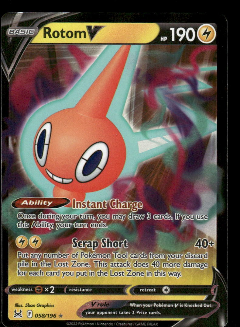 Pokemon Cards Rotom V 058/196 Lost Origin Holo Rare V NM