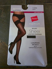 NIP Hanes Lace Thigh High Stockings Silky Sheer Size X Large Black