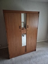 Albro Teak Vintage Mid Century Triple Wardrobe with Mirror