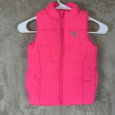 Puma Puffer Vest Girls 3-4 Years Pink Quilted Sleeveless Zip Padded Warm