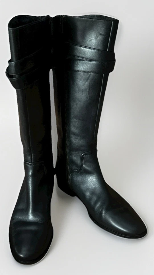 Coach Linette Black Leather Riding Boots 5.5 B Silver Turnlock Tall Equestrian - Image 2 of 4