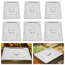 6pcs Catering Food Pan Lids Commercial Stainless Steel Food Pan Lid Seamless Lid
