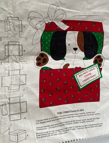 Cranston Print Works VIP "THE CHRISTMAS PUPPY" Cut Sew Stuff Fabric Panel - Picture 2 of 2
