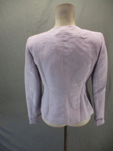 ELLEN TRACY Size 6P Womens Purple Cotton Blend Lined One Button Crop Blazer 602 - Picture 4 of 9