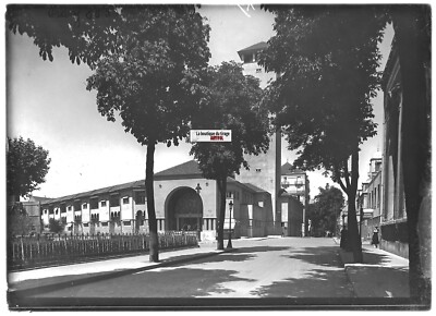Glasplatte altes Foto positiv schwarz-weiß 13x18 cm Vichy Avenue Victoria