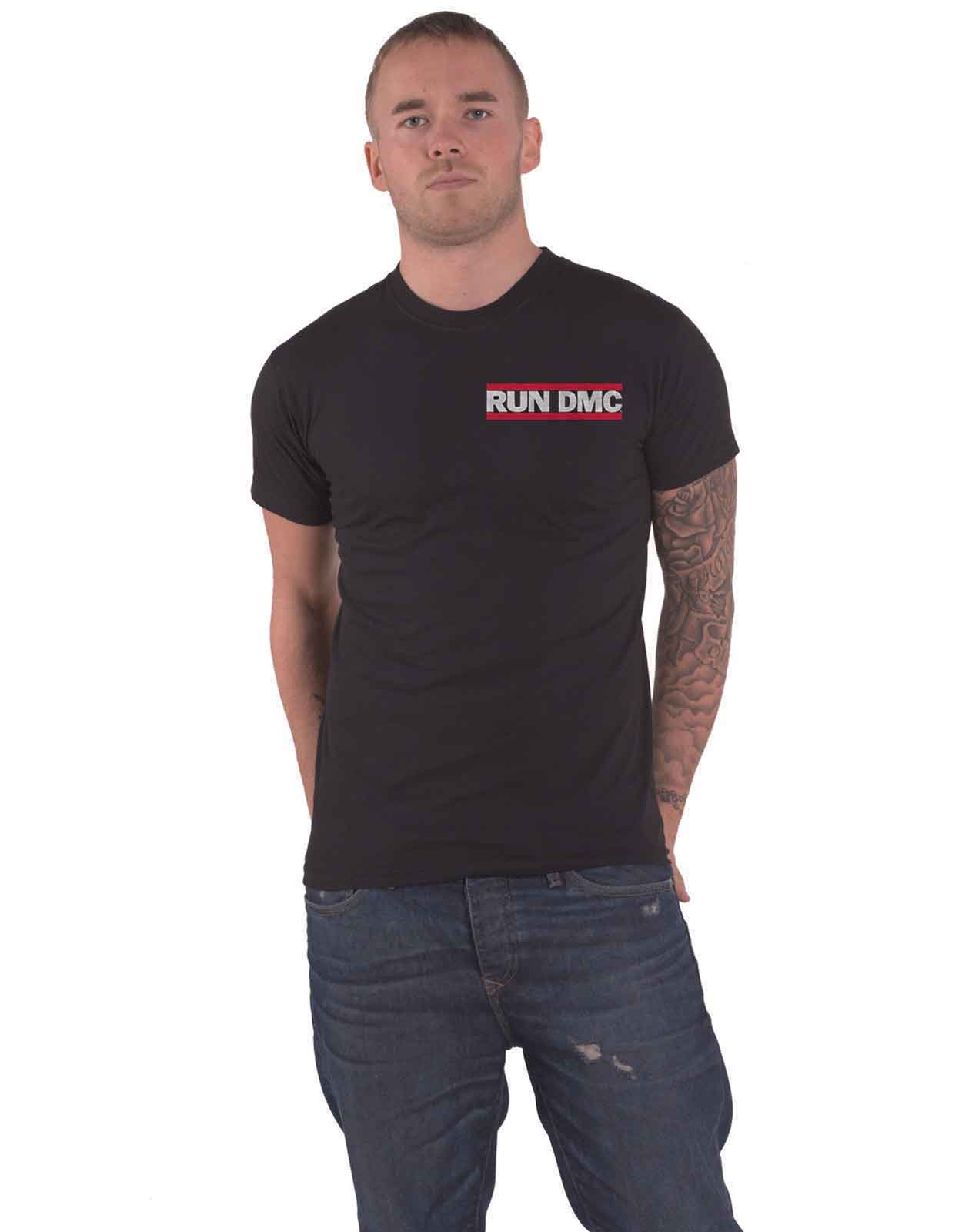 Run DMC Official Rap Invasion Band Logo Black T-Shirt for Men - Iconic Hip-Hop Style