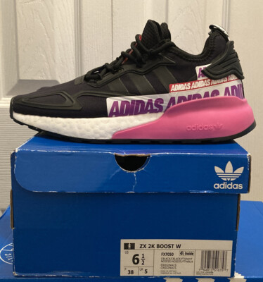 Adidas Women's ZX 2K BOOST Trainers Black / Purple/ White SZ-6.5 NEW WITH BOX.