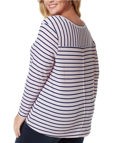 Jessica Simpson Women's Trendy Esma Striped Top Orchid Hush V-Neck Plus Size 3X - Picture 4 of 4