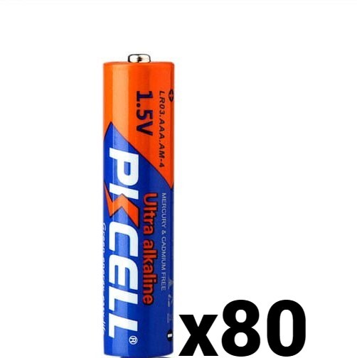80 PKCELL AAA Alkaline Batteries 1.5V LR03 AM4 E92 24AC Exp 12-2033-image