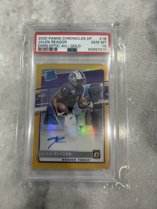 2020 Donruss Optic Football Jalen Reagor Rated Rookie GOLD Auto 10/10 PSA 10!