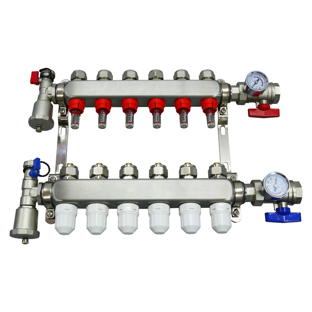 Renovation 6-Branch G1/2"PEX Radiant Floor Heating Manifold Set Water Distributo