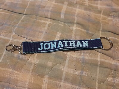 Key Rings Jonathan JONATHAN Embroidered Name Strap Key Ring, Keychain with Clasp (BLUE) | eBay