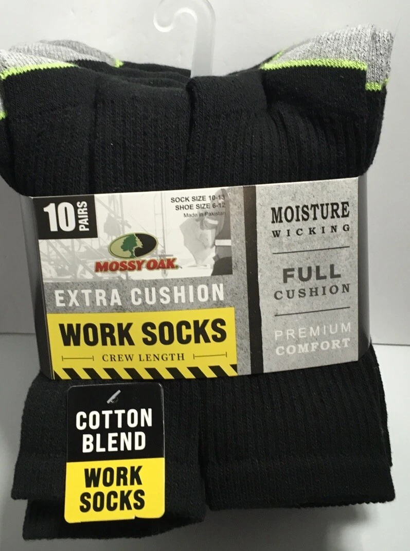 10 PAIRS MOSSY OAK MENS EXTRA CUSHION WORK CREW SOCKS Black 6-12 NWT
Opens in a new window or tab