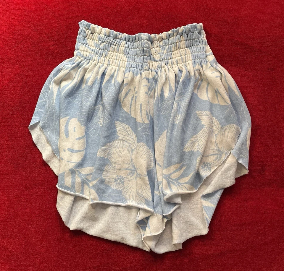 Wildfox женщин эластичный пояс легкий синий/белый тропический цветочный шорты XS - Изображение 2 из 4