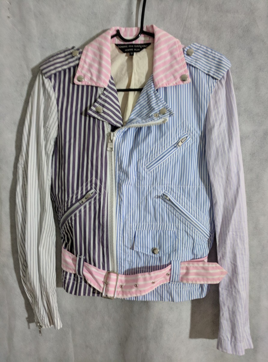 Comme des Garçons Homme Plus AD 2012 Patchwork Stripe Moto Jacket XS
