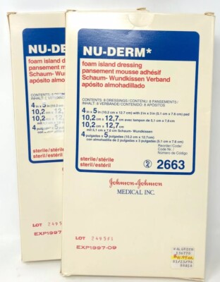 Vintage Johnson & Johnson Nu-Derm Foam Island Dressing 4''x 5  Qty 12 Large Size