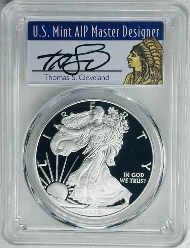 2020 W PROOF SILVER EAGLE PR69 DCAM PCGS CLEVELAND DESIGNER CONGRATULATIONS SET