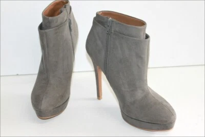 ZARA Basic Bottines Boots Simili Daim Gris Talons Hauts Très Fins T 39 TBE - Photo 1/4