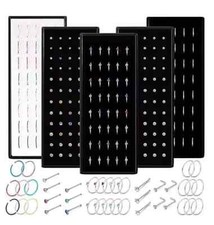 NOSE RINGS SURGICAL STEEL BOX SET 40 GOLD SILVER CRYSTAL NOSE STUD DIAMANTE RING