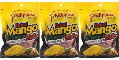 3 BAG Philippine Cebu Dried Mango Tamarind Balls 3.5 oz 100g Chewy Fruit Treat