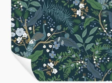 Rifle Paper Co x York Peacock Garden Navy Peel & Stick Wallpaper 1 Roll NEW