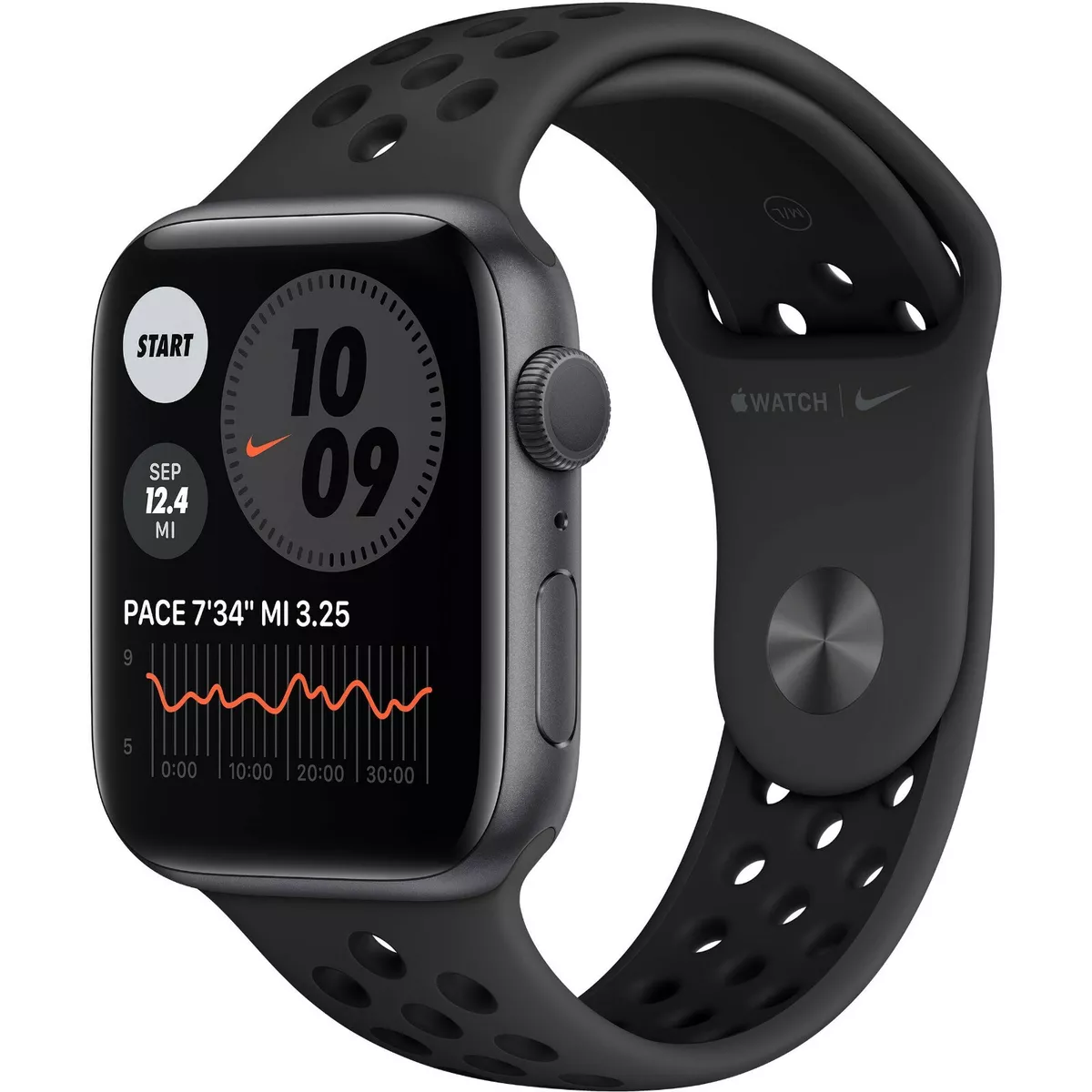 Ship Now 44mm Apple Watch Series 6 Nike Space Gray Aluminum Case Black Band  GPS