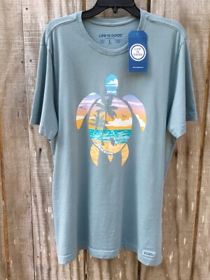 T-shirt Homme Life Is Good Jake & Rocket Dog Moon Blue, Manches Courtes, Crusher Tee, Neuf Avec étiquettes