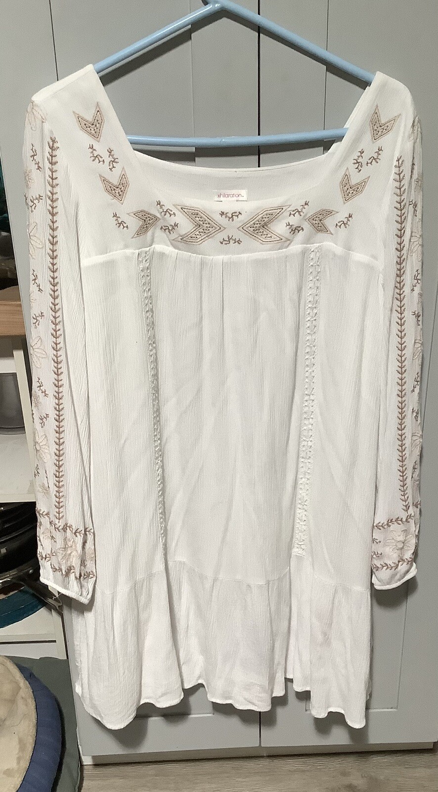 Xhilaration (Target) White Long Sleeve Mini Dress/ Long Shirt Size XL