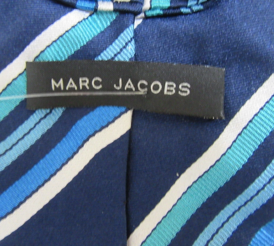 MARC JACOBS 海军蓝 领带 多蓝色 对角线条纹 — 第 3/3 张图片