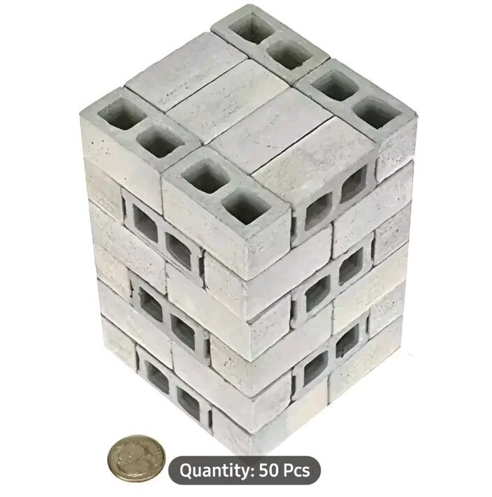 Miniature Dollhouse Landscape Concrete Foundation Blocks 50 Pieces 