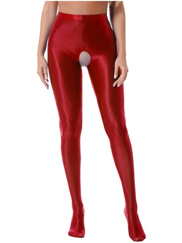 Collant donna alto elasticizzato lucido olio collant traslucido calza sexy scintillante - Foto 108 di 117