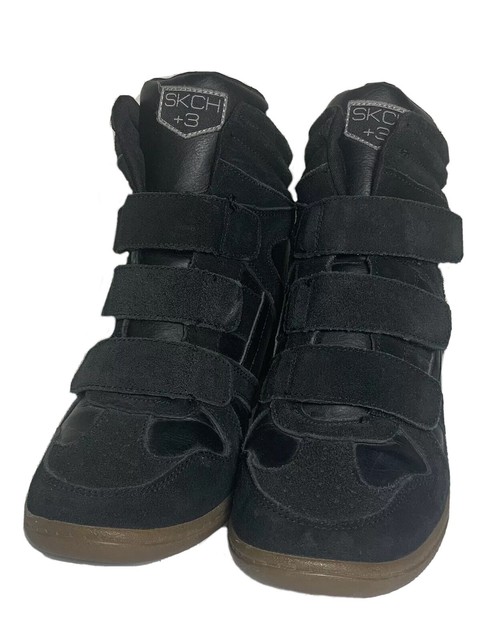 skechers high top wedge sneakers