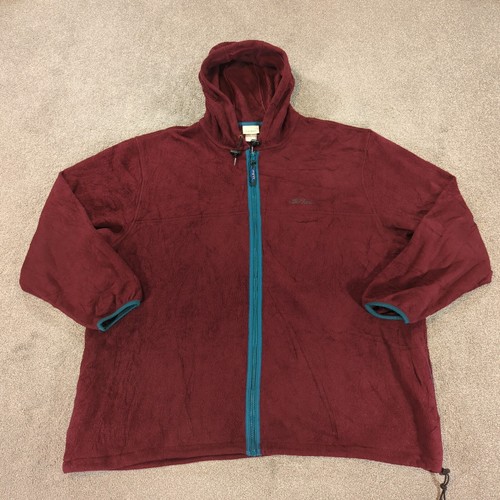 L.L. Bean Fleecejacke Herren 2XL Burgunderrot Full Zip Kapuze Outdoor Oversized