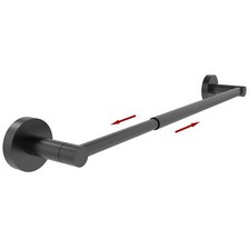 Adjustable Towel Bar 13.7-24 Inch Bathroom Black Stainless Steel Round