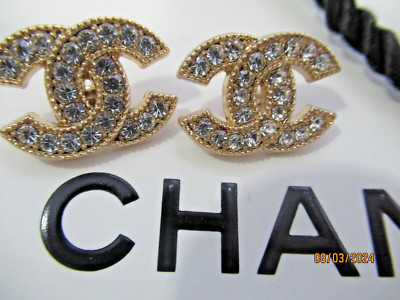 CHANEL 2 BUTTONS 22MM, GOLD tone, clear crystals  THIS IS FOR 2