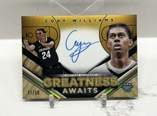 2023-24 CODY WILLIAMS #'d /50 Bowman Best GOLD Refractor ON CARD AUTO RC SP Jazz