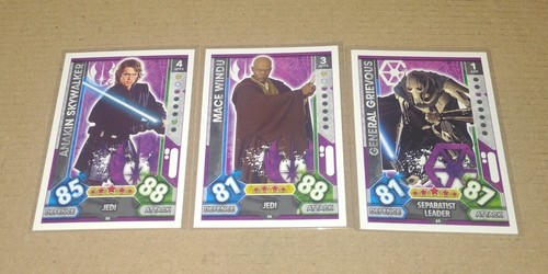 TOPPS STAR WARS FORCE ATTAX UNIVERSE tcg cards x3 Anakin, Windu & Grievous L21