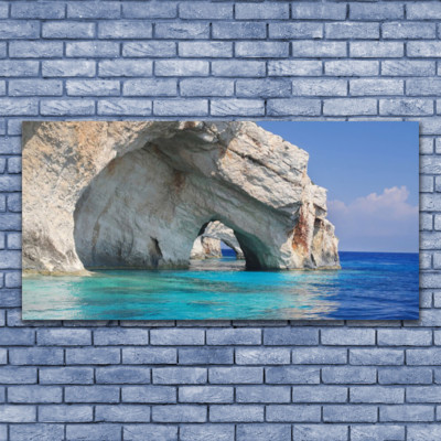 Tableau Image Impression sous verre 140x70 Paysage Soleil Mer Plage