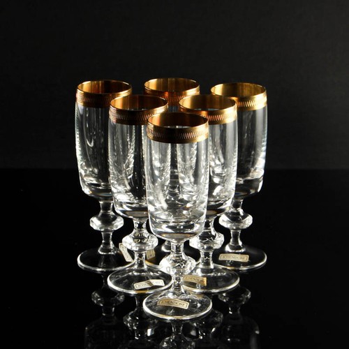 Ichendorf Cristal Oro Licor JUEGO CONSUL de 6 mid century vintage - Imagen 2 de 8