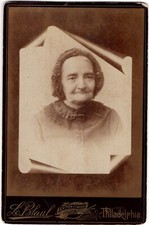 CIRCA 1890s CABINET CARD L.BLAUL OLD LADY IN DRESS PHILADELPHIA PENNSYLVANIA