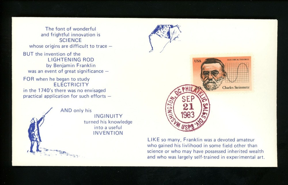 US FDC #2055-2058 Bishop 1983 DC Philatelic Inventors Tesla 1st Unofficial Set 4