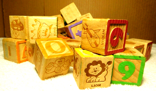 Playskool~Alphabet, Numbers, & Pictures Wooden Building Toy Playing Blocks 2013 - Picture 12 of 20