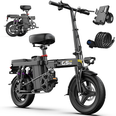 GS5 Adult Electric Bike Peak 740W Folding E-bike 19MPH 48V 15Ah Bicycle Commuter