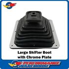 <!--F#f_0-->Large Rubber Universal Shifter Boot with Chrome Plate 7-3/4