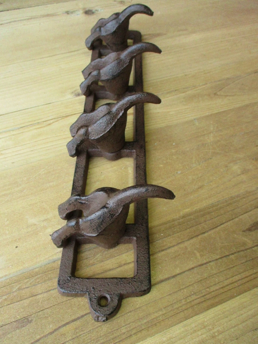 4 Cast Iron Dog Butt Tail Hooks Pet Leash Coat Hat Hook Rack Wall Mount  Rustic