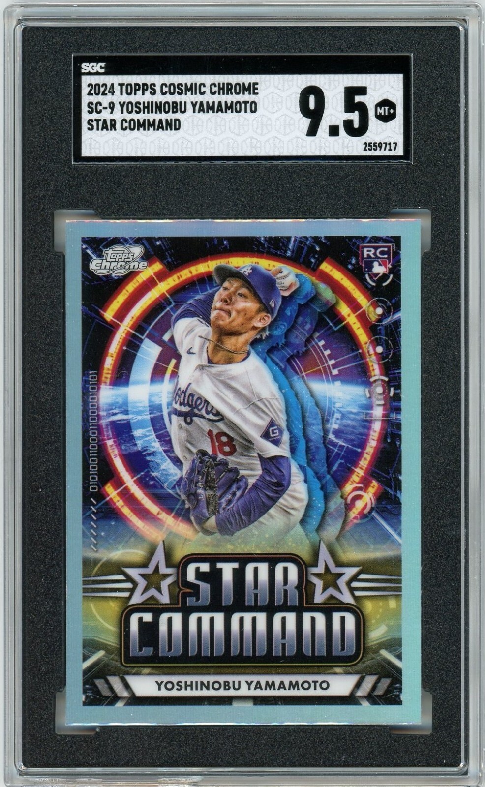 YOSHINOBU YAMAMOTO (RC) 2024 TOPPS COSMIC CHROME STAR COMMAND SGC 9.5 ROOKIE