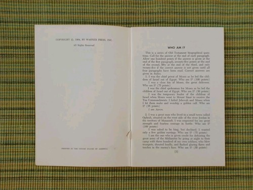 1964 Who's Who? Bible Quizbook, Paul N. Elbin, Warner Press, #D9014, pre-owned - Bild 4 von 7